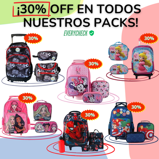 KIT Mochila Escolar Con Lonchera + Estuche